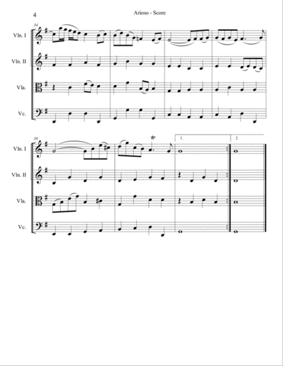 Bach Arioso for String Quartet String Quartet scores gallery preview page 4