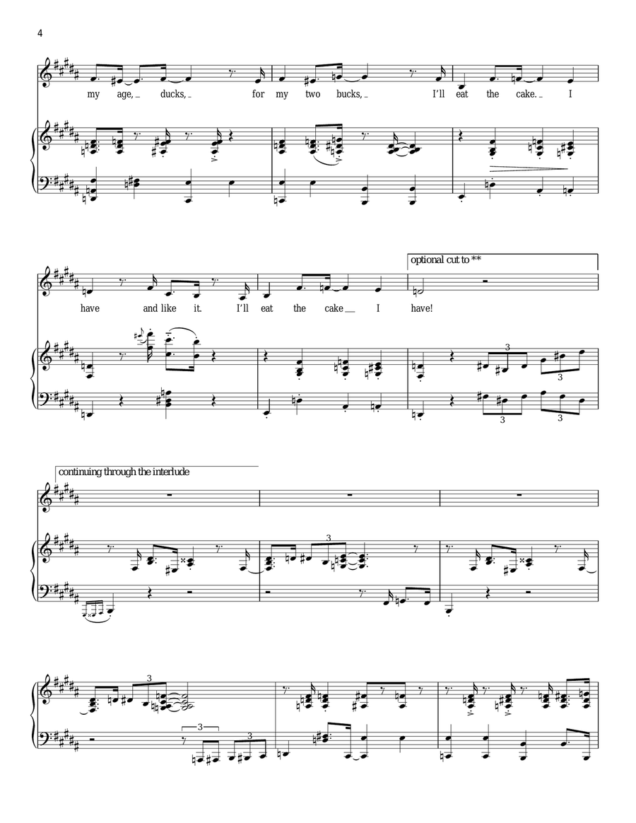 The Cake I Had The Cake I Had Piano, Vocal scores gallery preview page 4