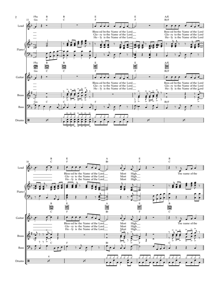 Blessed Be The Name Of The Lord Small Ensemble scores gallery preview page 2