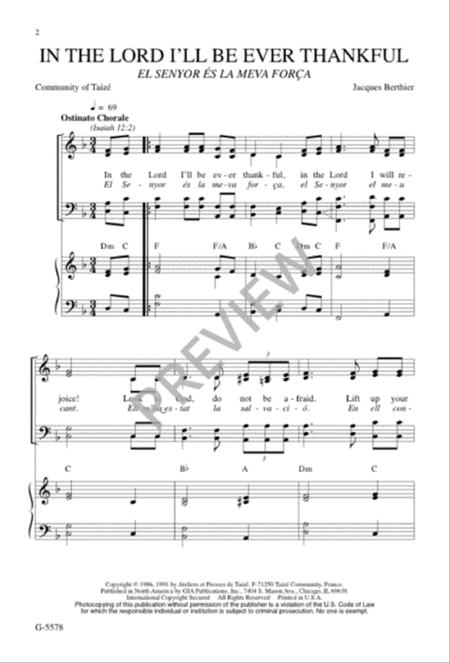 In the Lord I'll Be Ever Thankful / El Senyor és la meva força In the Lord I'll Be Ever Thankful / El Senyor és la meva força 4-Part scores gallery preview page 2