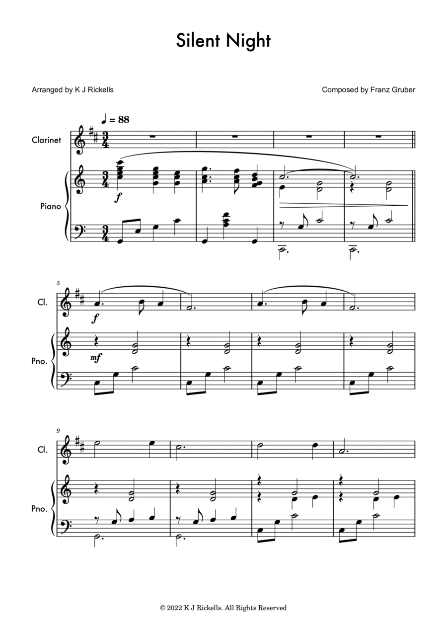 Silent Night - Clarinet Clarinet Solo scores gallery preview page 1