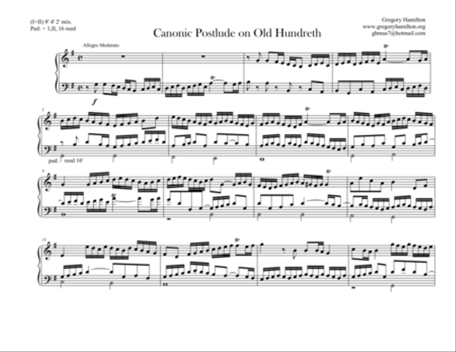 Canonic postlude on 