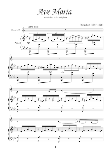 Ave Maria by Franz Schubert, transcription for clarinet and piano
