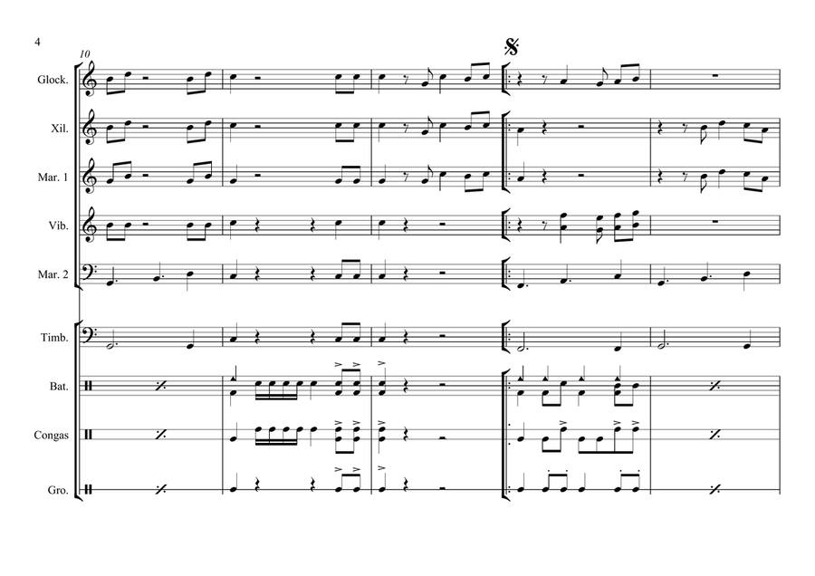Feliz Navidad Percussion Ensemble scores gallery preview page 4
