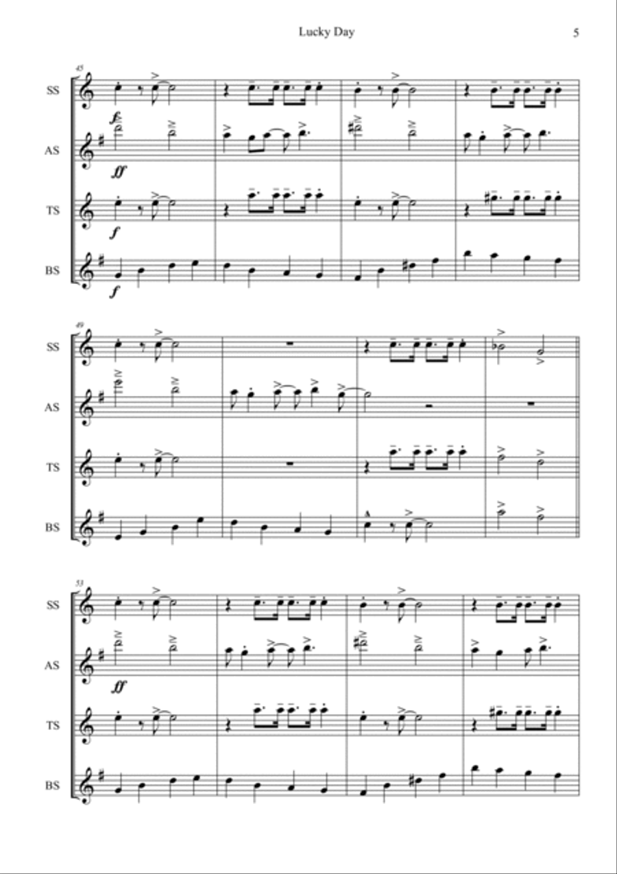 Lucky Day Woodwind Quartet scores gallery preview page 6