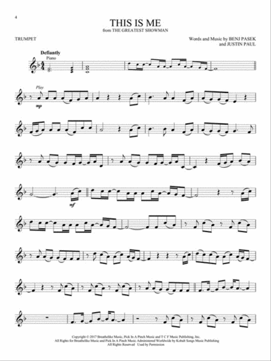 Songs from A Star Is Born, La La Land, The Greatest Showman, and More Movie Musicals Trumpet Solo scores gallery preview page 3