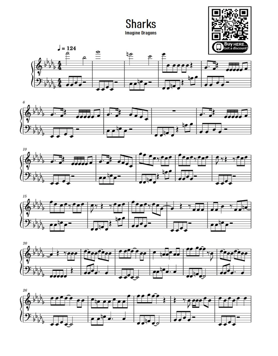 Sharks Easy Piano scores gallery preview page 1