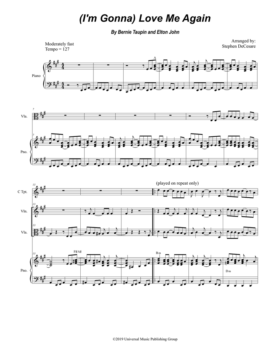 (i'm Gonna) Love Me Again Trumpet scores gallery preview page 1