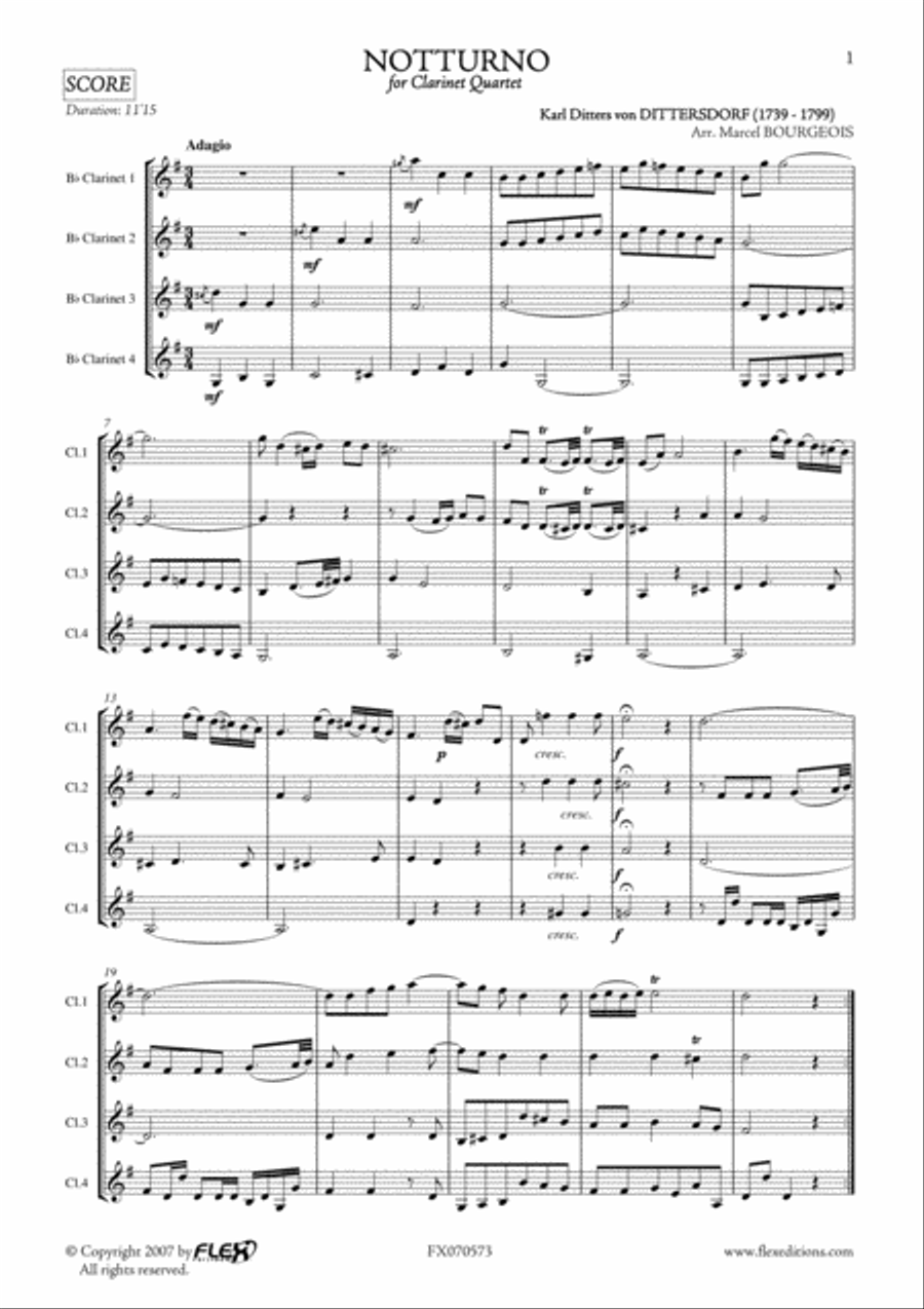 Notturno Notturno Clarinet Quartet scores gallery preview page 2