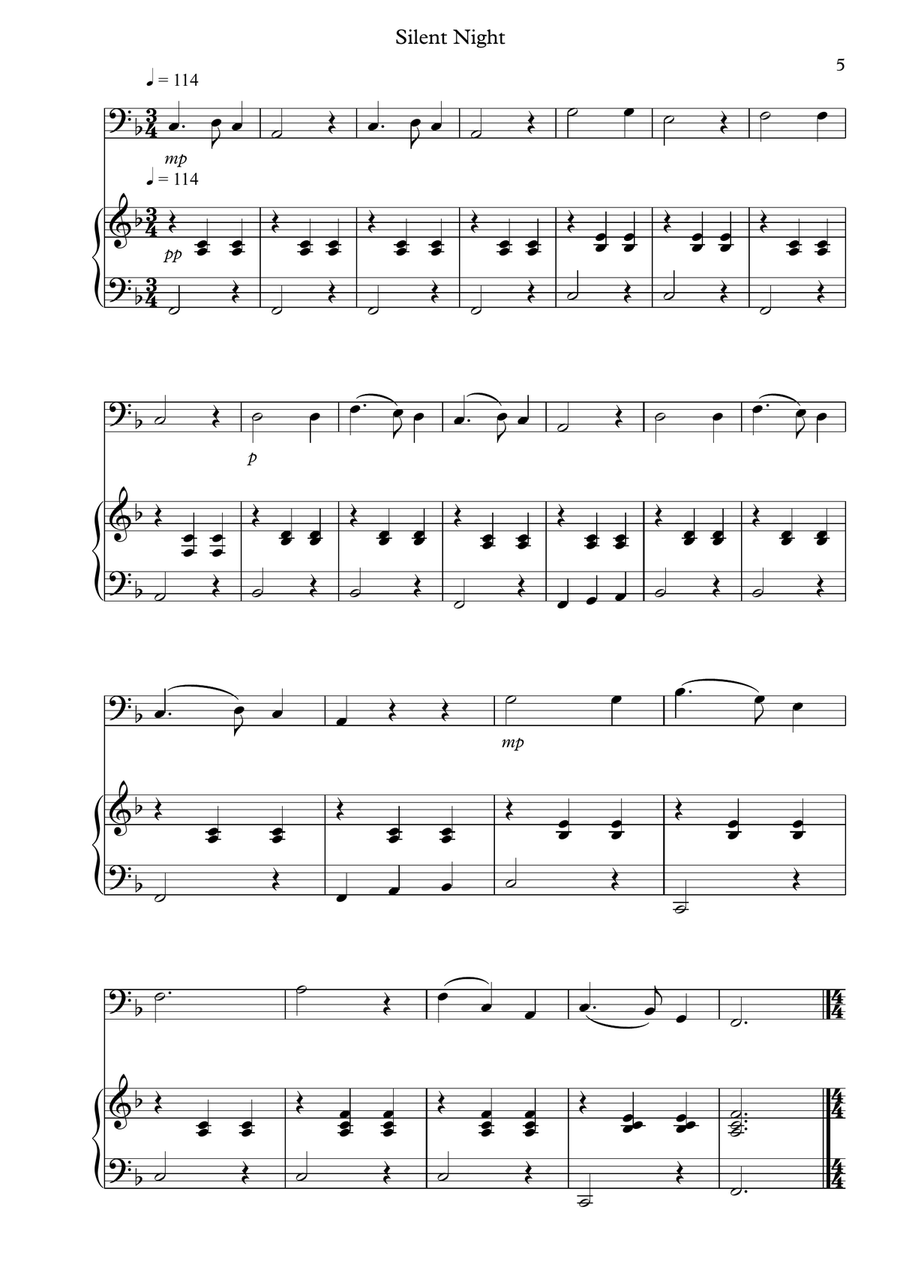 8 Easy Christmas Pieces for Bassoon And Piano Woodwind Duet scores gallery preview page 5