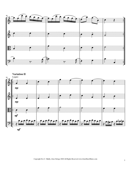 Twelve Variations on "Ah vous dirai-je, Maman" (Twinkle, Twinkle Little Star) - Mozart (String Quart image number null