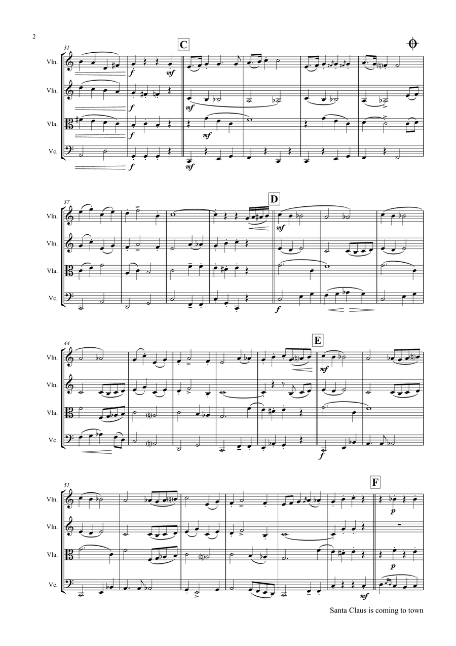 Santa Claus Is Comin' To Town String Quartet scores gallery preview page 2