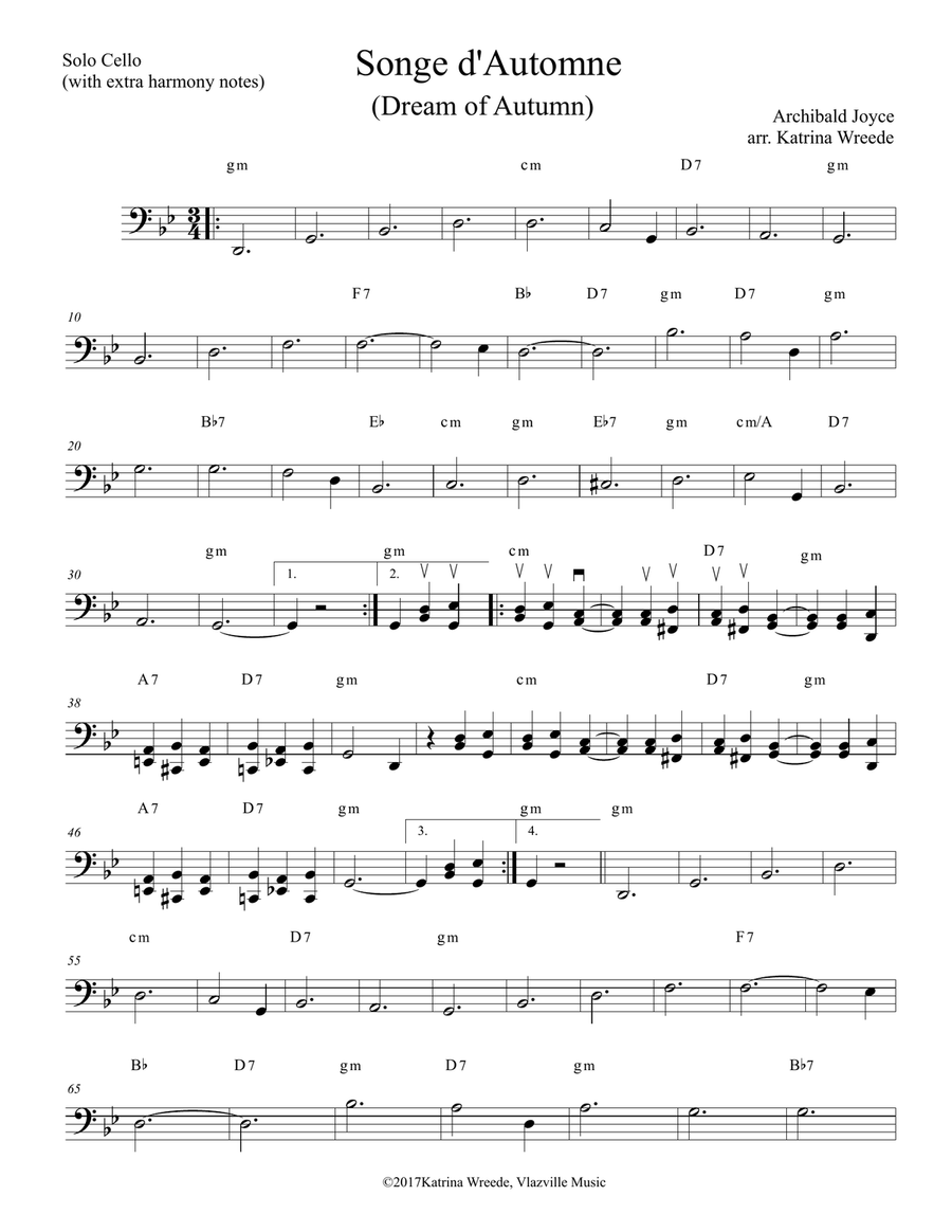 Songe d'Automne for Solo Cello - the 