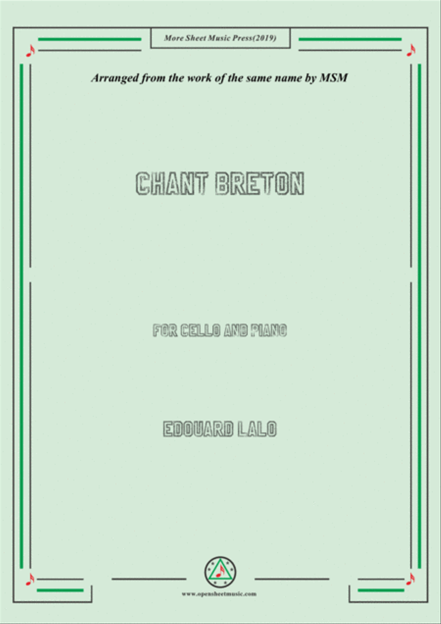 Lalo-Chant breton, for Cello and Piano Piano scores gallery preview page 1
