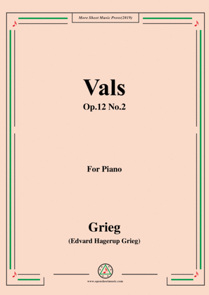 Book cover for Grieg-Vals Op.12 No.2,for Piano