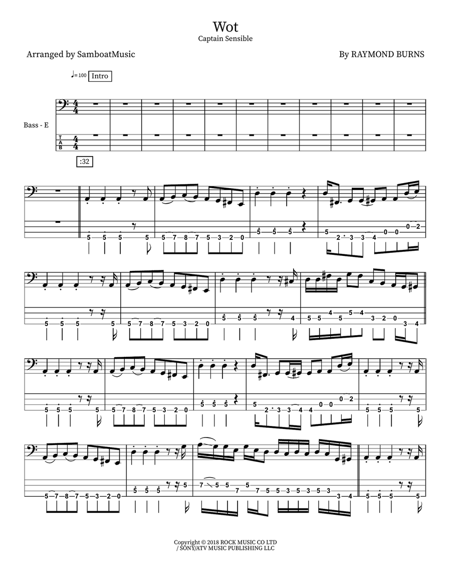 Wot Wot Acoustic Guitar scores gallery preview page 1