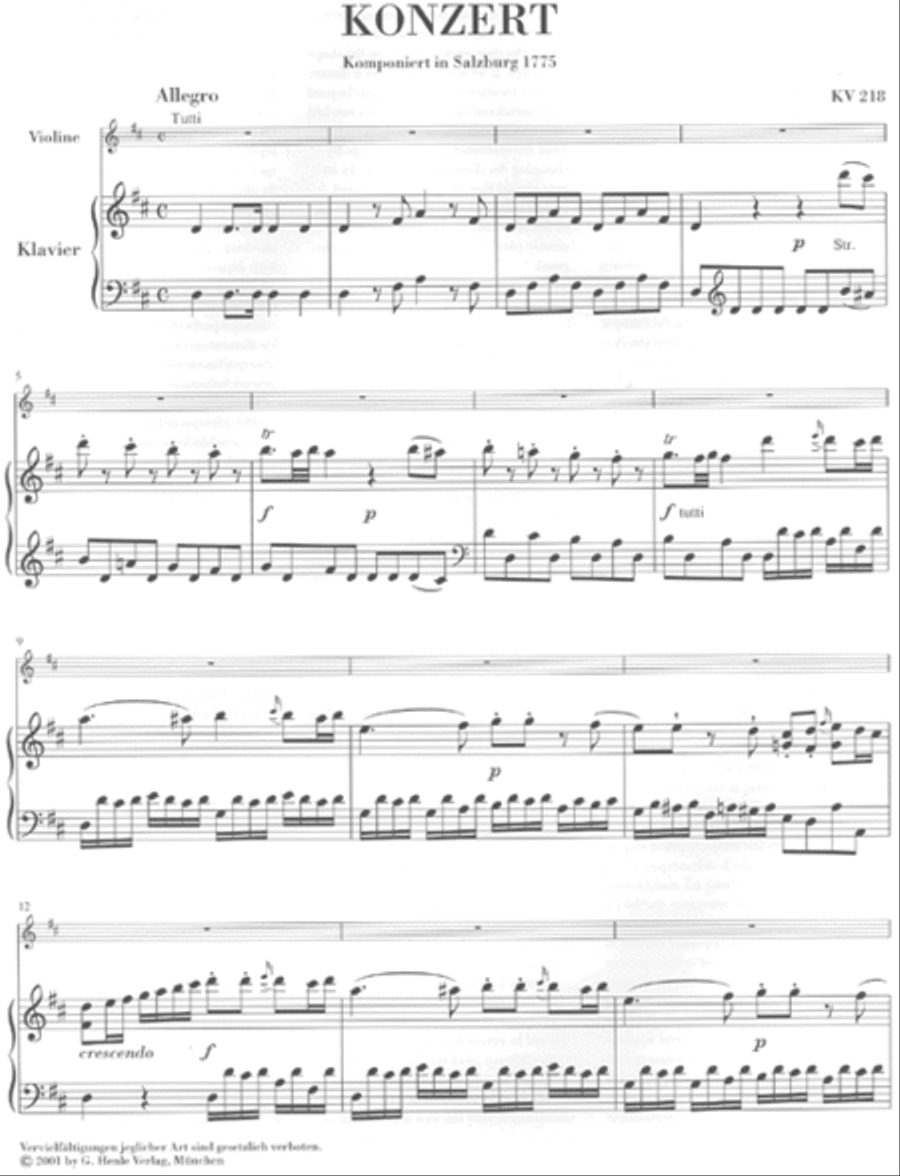 Violin Concerto No. 4 in D Major K218 Violin Solo scores gallery preview page 2