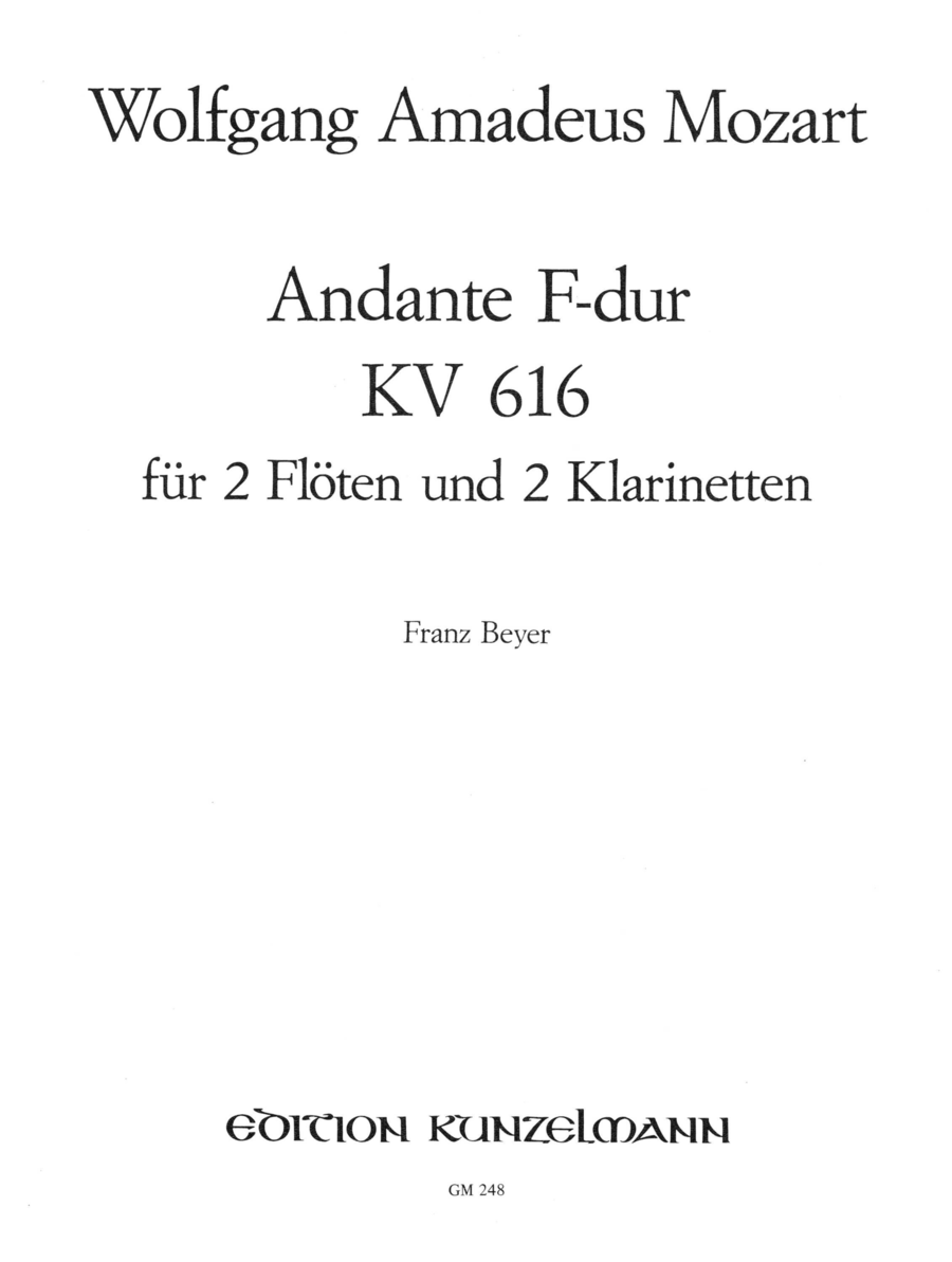 Andante for 2 flutes and 2 clarinets Clarinet scores gallery preview page 1