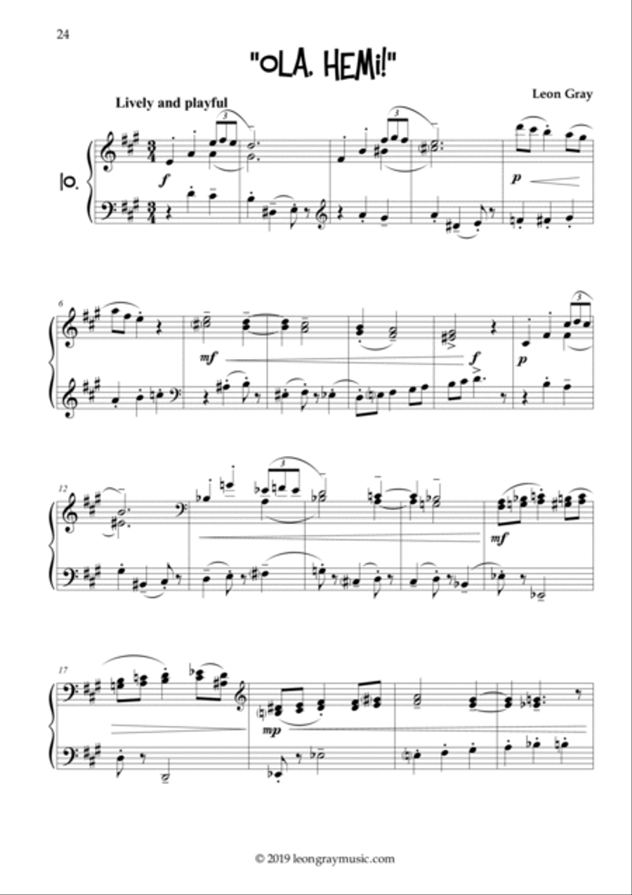 Ola, Hemi! (No.10), Dottystripe Lane © 2019 Leon Gray Piano Solo scores gallery preview page 2