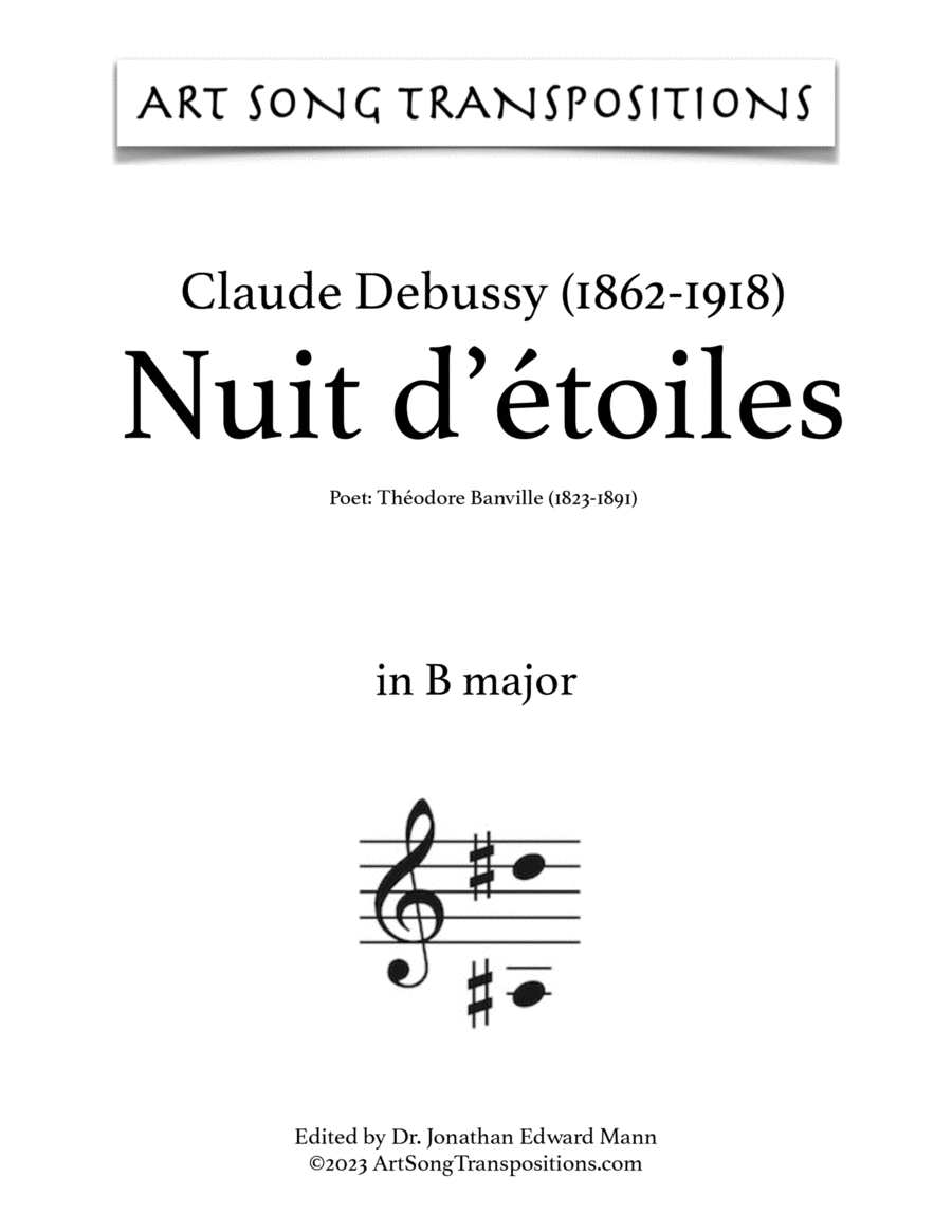 DEBUSSY: Nuit d'étoiles (transposed to B major and B-flat major)
