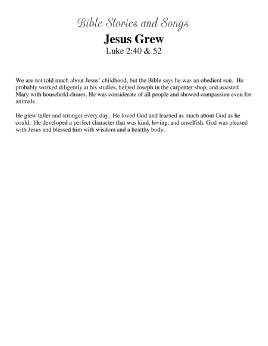 Jesus Grew (Bible Stories and Songs) image number null