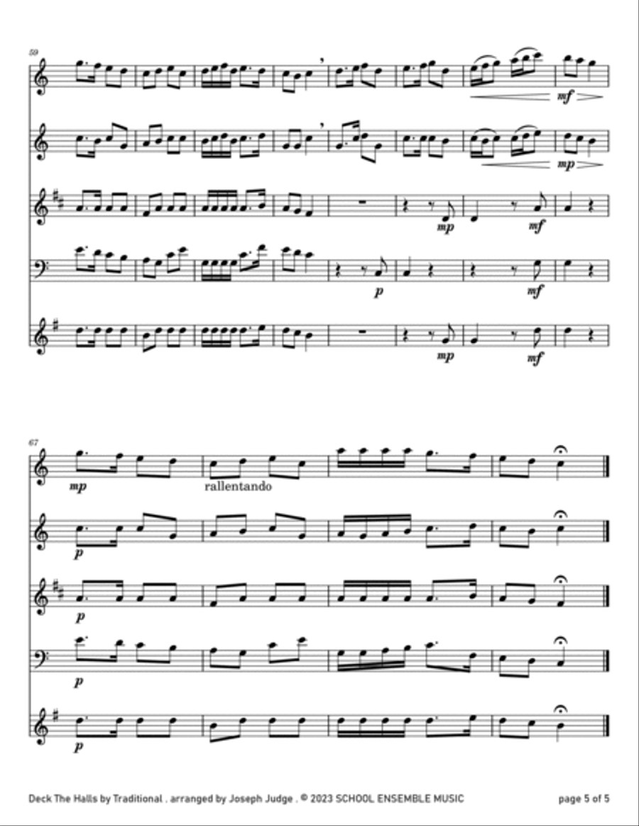 Deck The Halls for Woodwind Quartet in Schools Woodwind Quartet scores gallery preview page 5