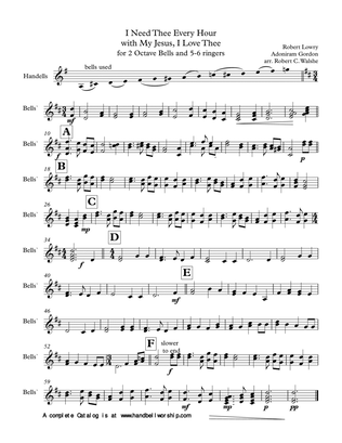 I Need Thee Every Hour with My Jesus, I Love Thee for two Octave Handbells - Score Only