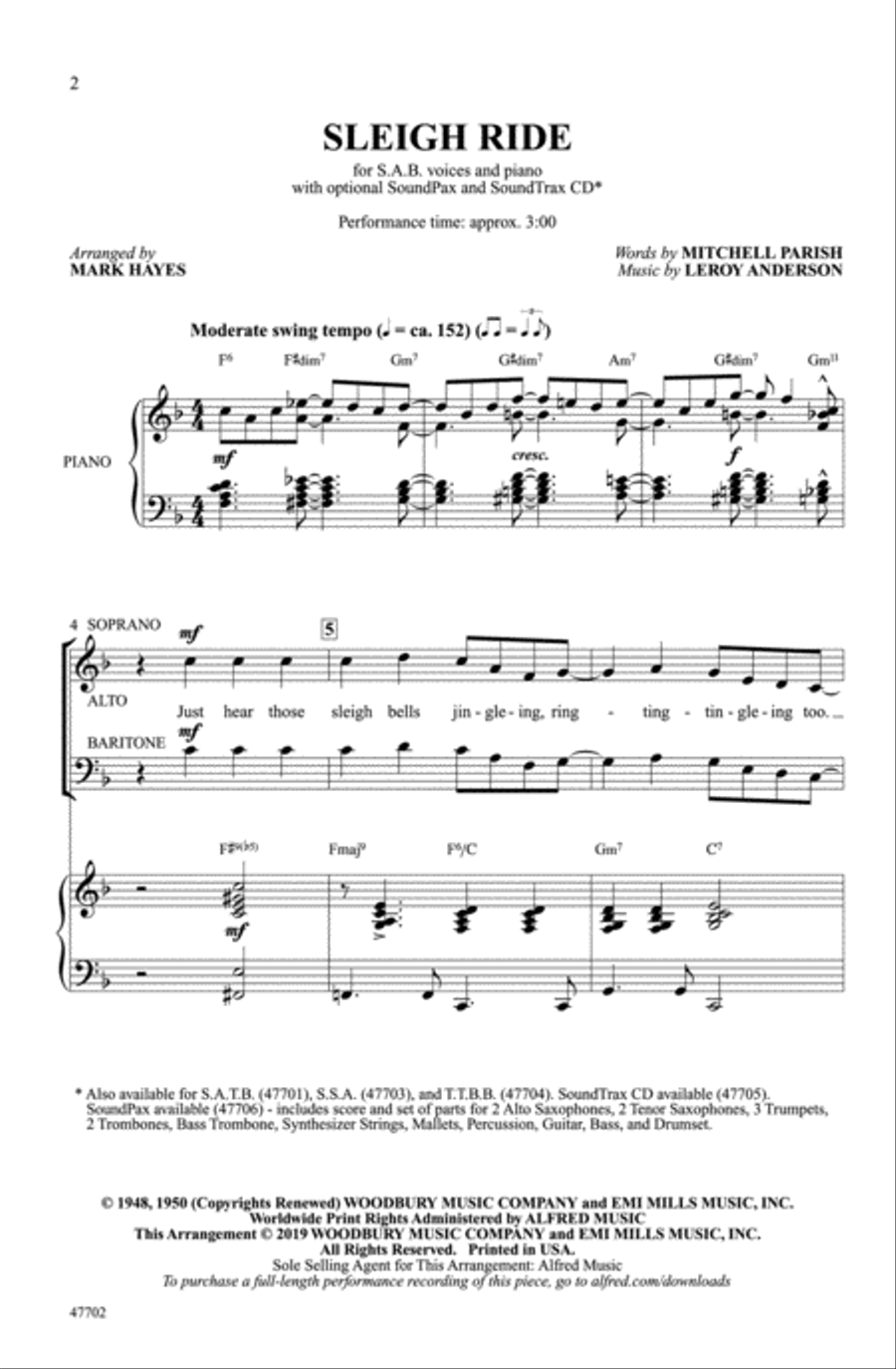 Sleigh Ride Choir scores gallery preview page 1