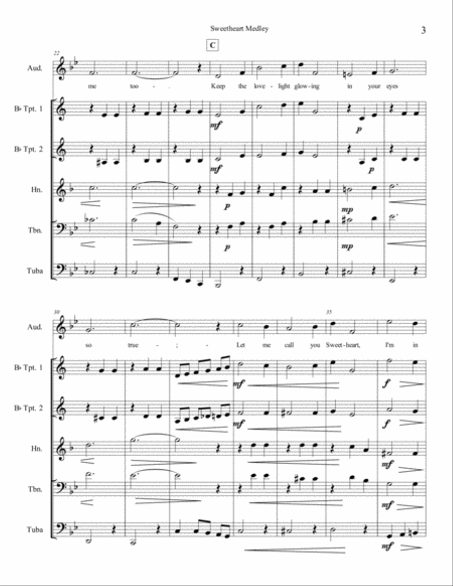 Sweetheart Medley: An Old Fashioned, Old-Timey Singalong Brass Ensemble scores gallery preview page 4