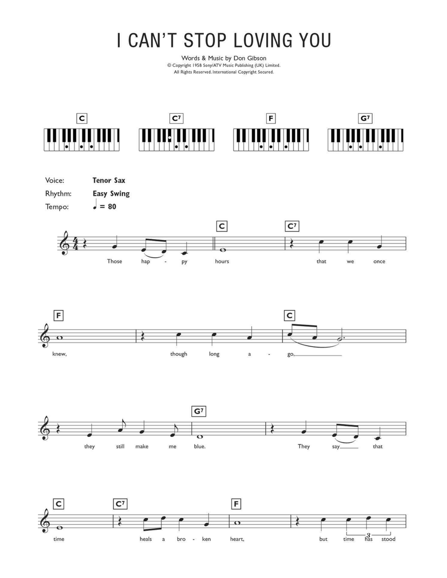 I Can't Stop Loving You Piano scores gallery preview page 1
