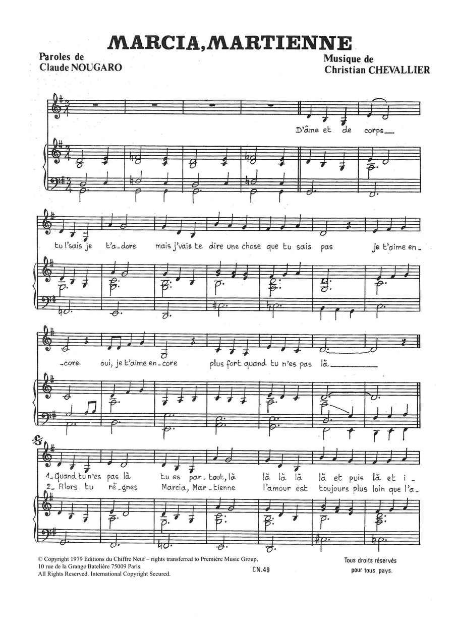 Marcia Martienne Piano, Vocal scores gallery preview page 1
