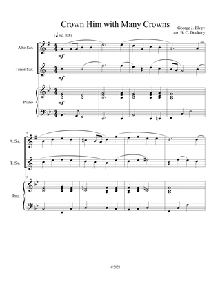 Crown Him with Many Crowns (alto and tenor sax duet) with optional piano accompaniment
