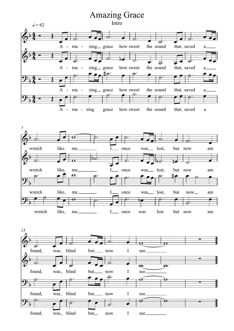 Amazing Grace 4-Part scores gallery preview page 1