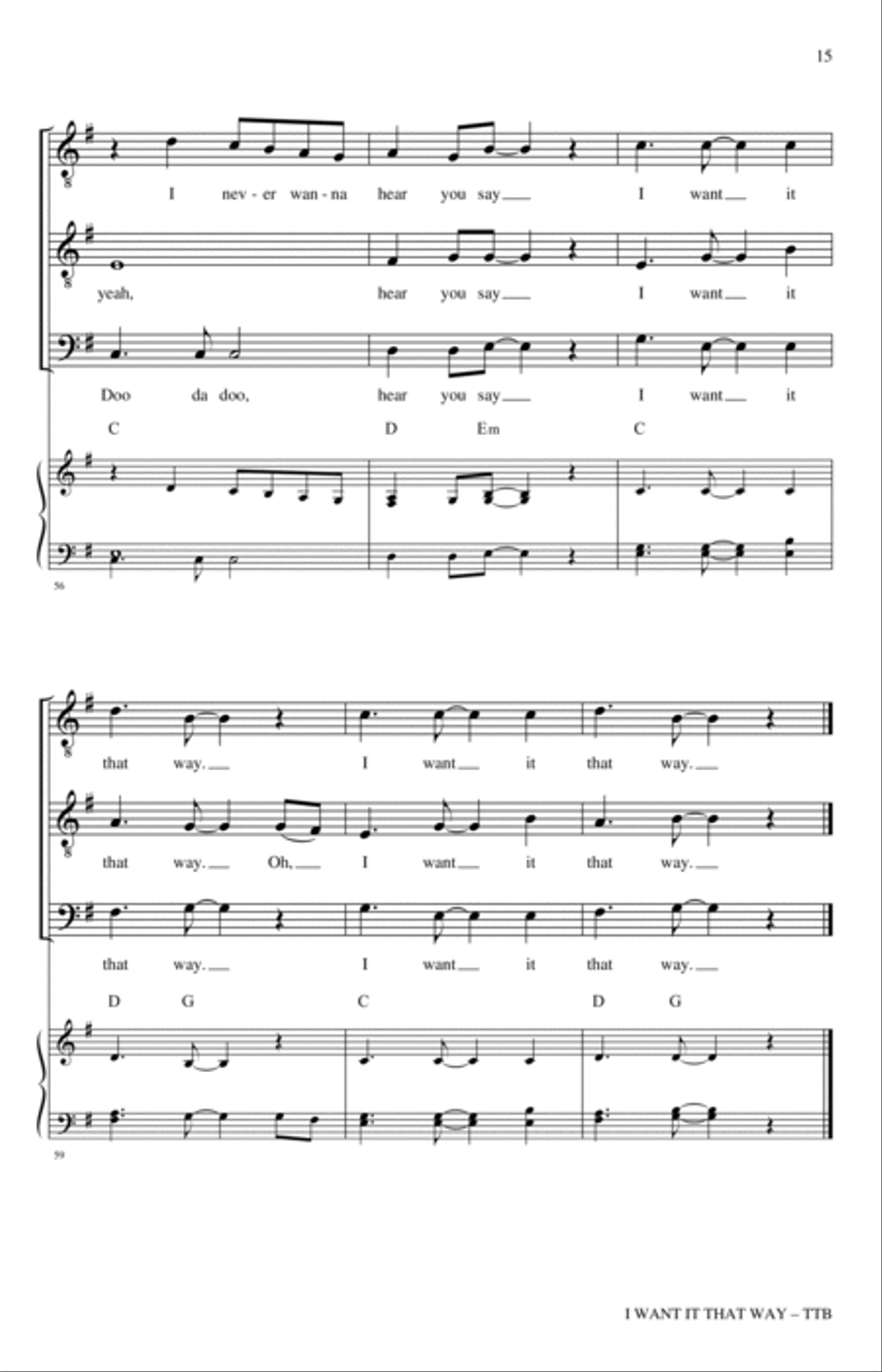 I Want It That Way (arr. Nathan Howe) TTBB scores gallery preview page 13