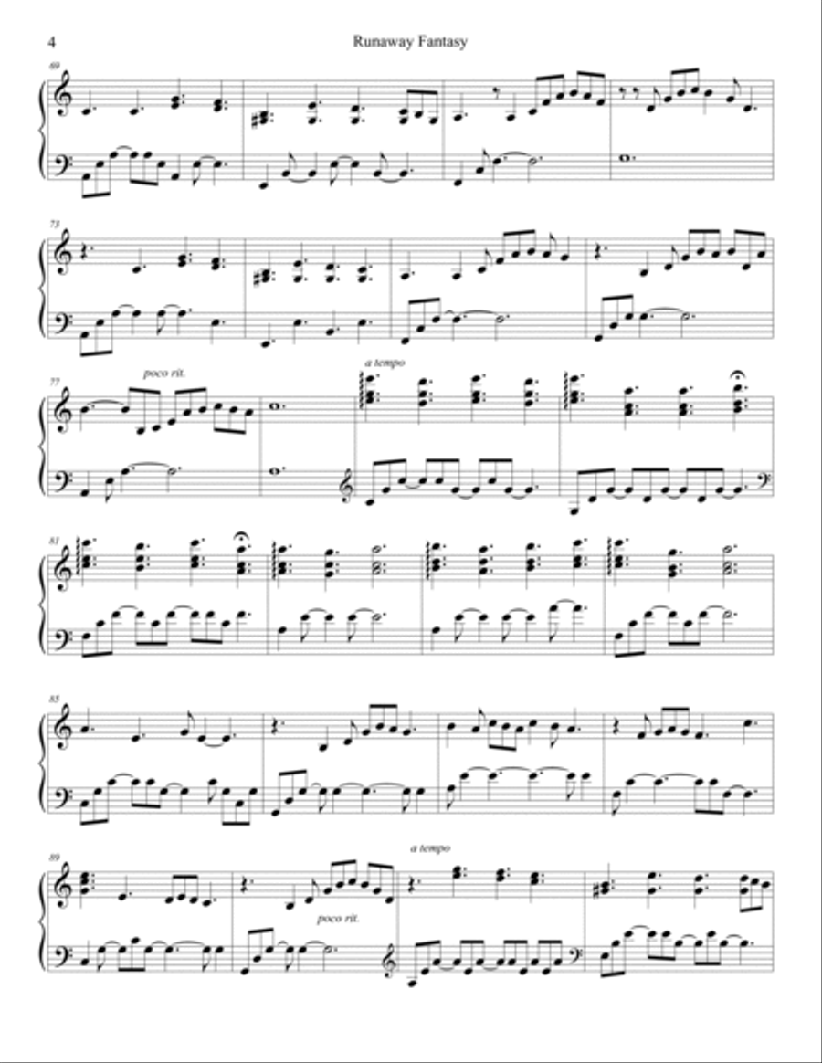 Runaway Fantasy Piano Solo scores gallery preview page 4