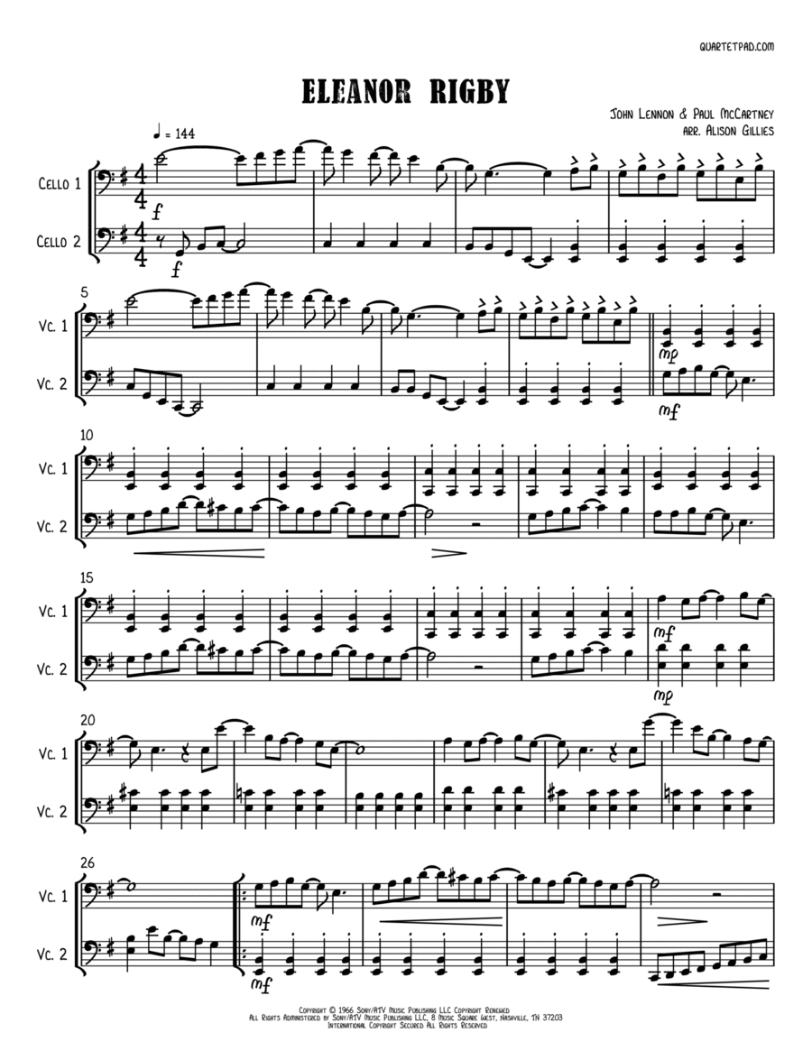 Eleanor Rigby Eleanor Rigby String Duet scores gallery preview page 1