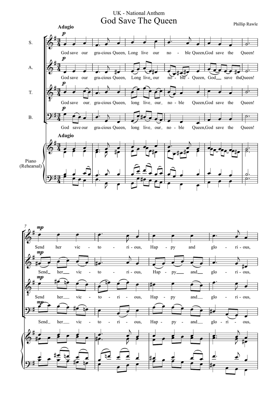 God Save The Queen - UK National Anthem 4-Part scores gallery preview page 1