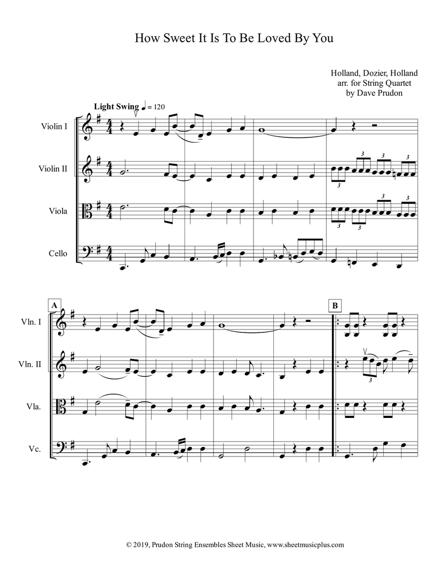 How Sweet It Is (To Be Loved By You) String Quartet scores gallery preview page 1