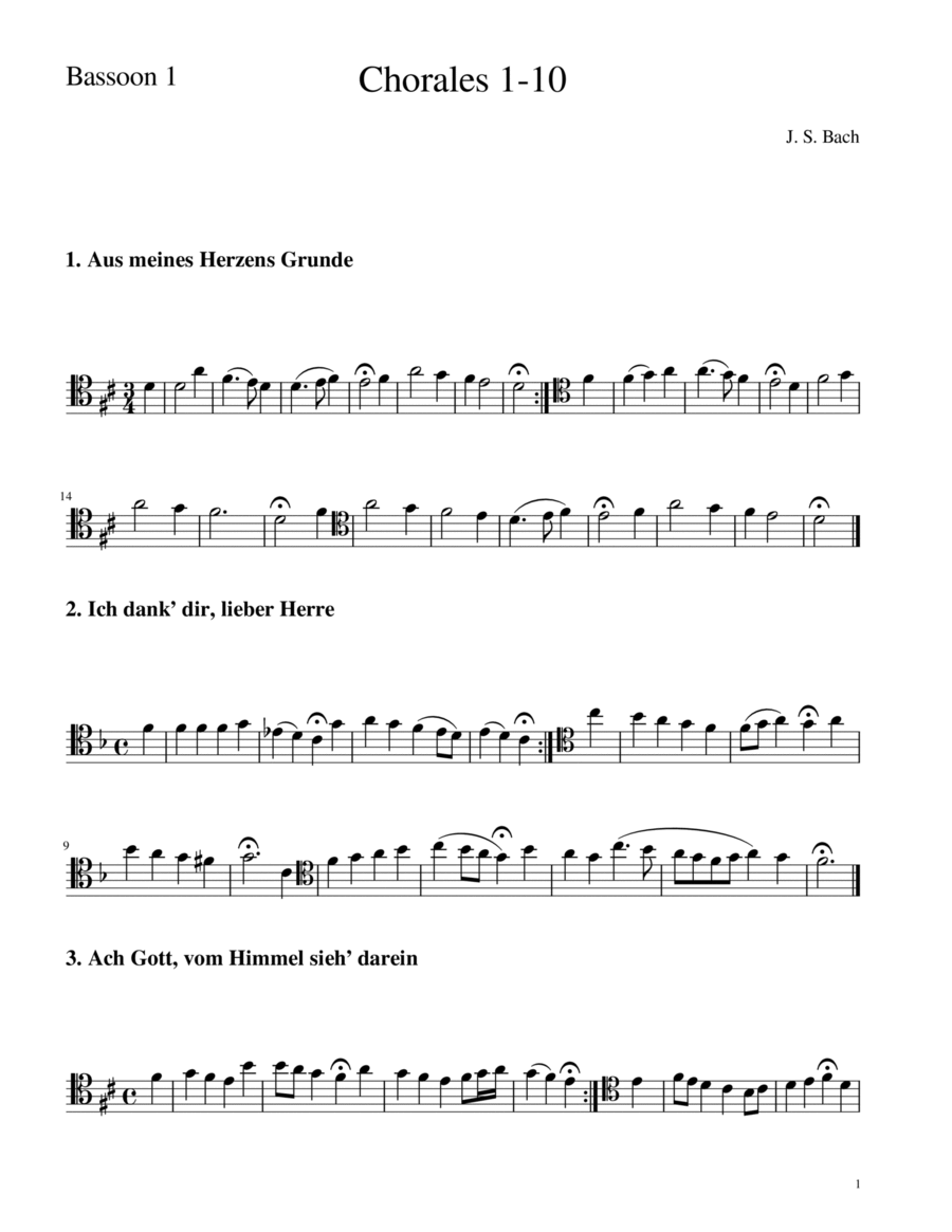Bach Chorales - Bassoon Quartet Woodwind Quartet scores gallery preview page 1
