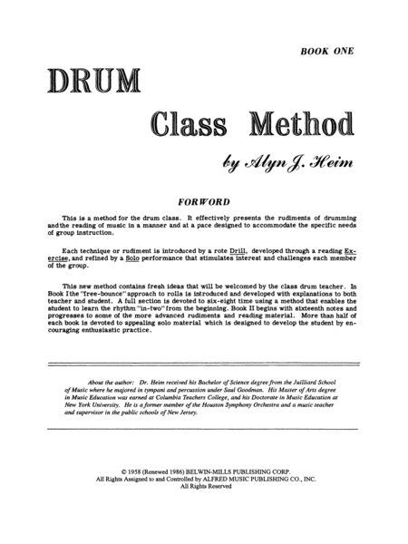Drum Class Method, Volume 1