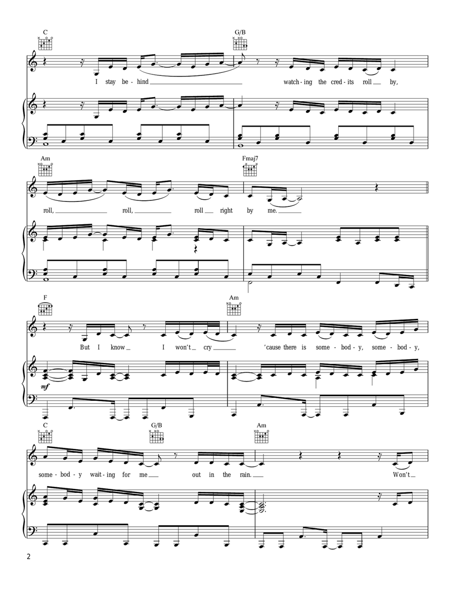 Somebody Somebody Piano, Vocal, Guitar scores gallery preview page 2