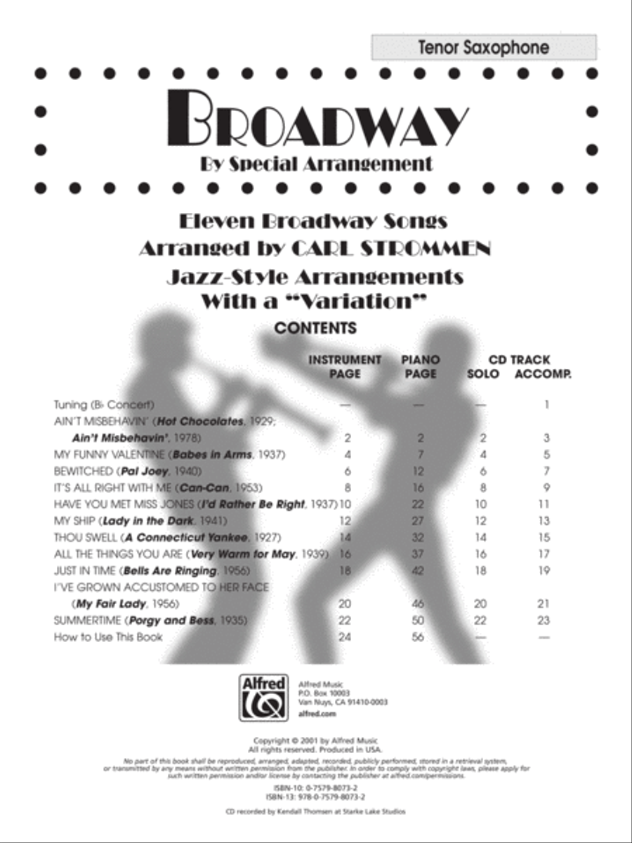 Broadway By Special Arrangement - Tenor Sax Part/CD