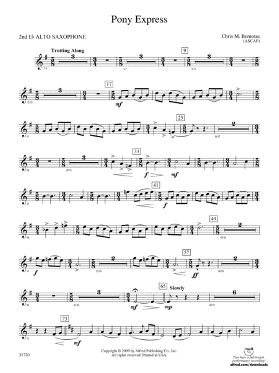 Pony Express: 2nd E-flat Alto Saxophone Concert Band scores gallery preview page 1