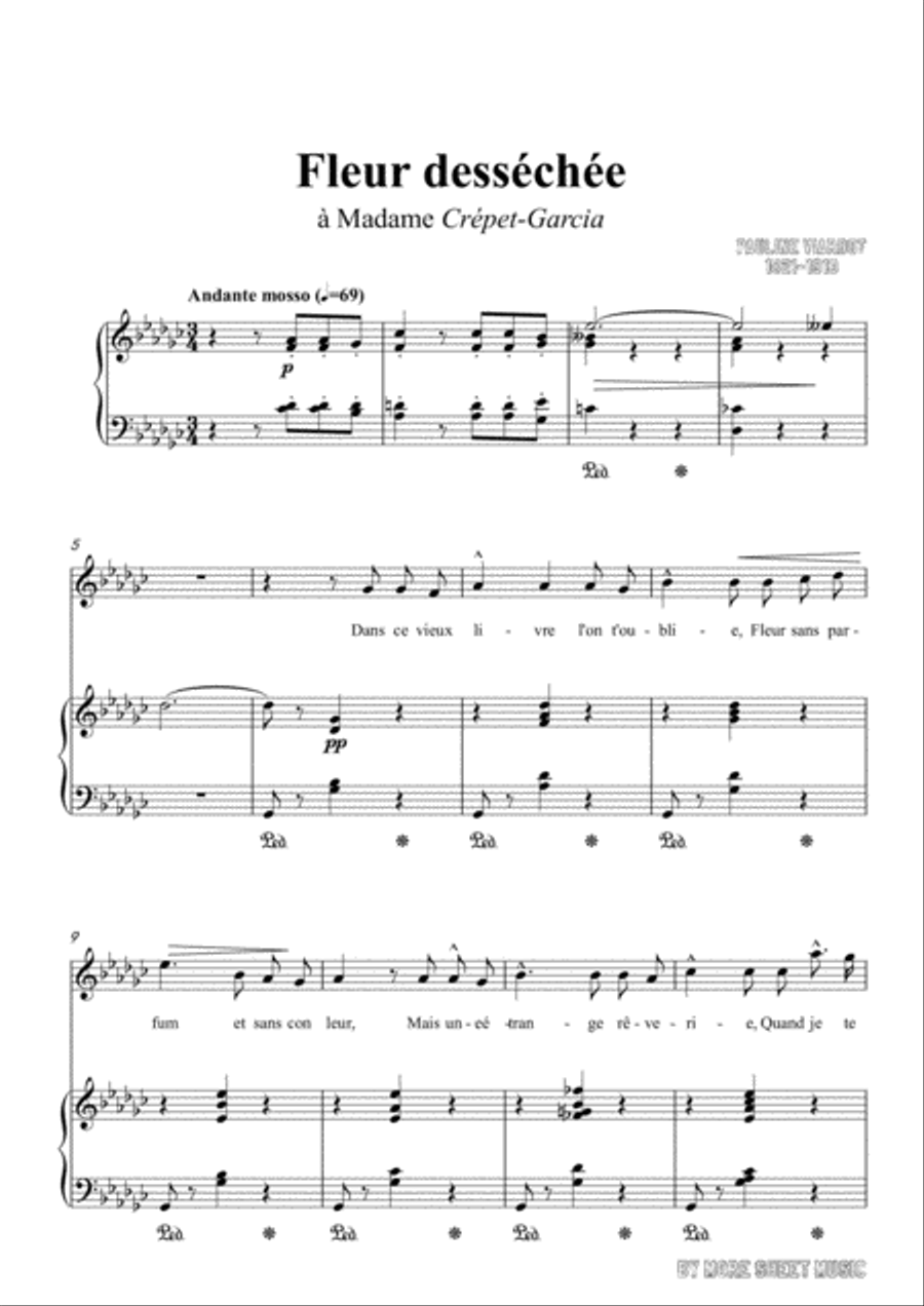 Viardot-Fleur desséchée in G flat Major,for Voice and Piano