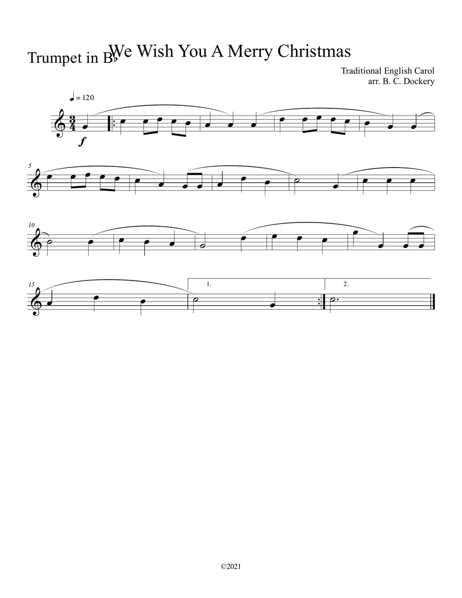 We Wish You A Merry Christmas (Trumpet and Trombone Duet with Piano Accompaniment) Brass Duet scores gallery preview page 3