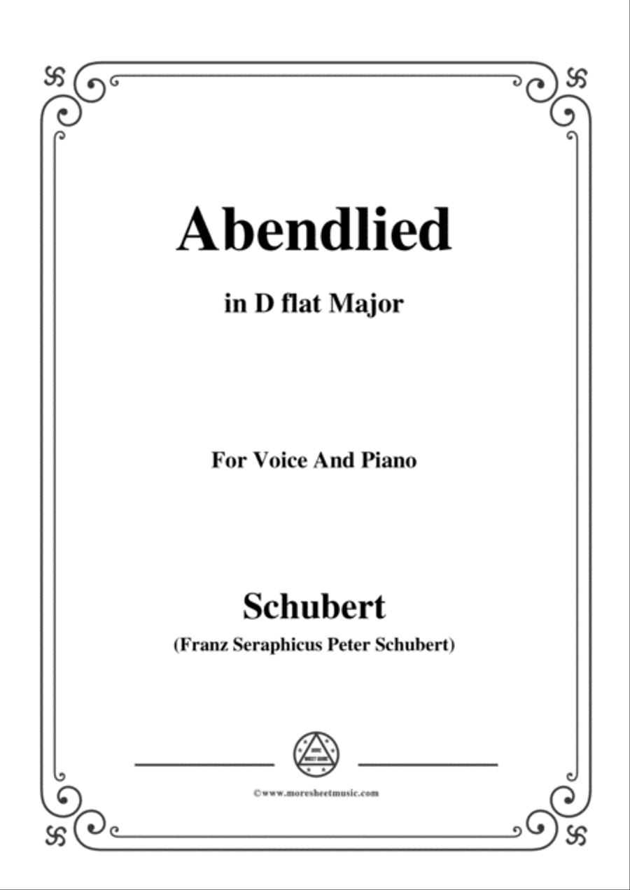Schubert-Abendlied (Claudius),in D flat Major,for Voice and Piano Voice Solo scores gallery preview page 1