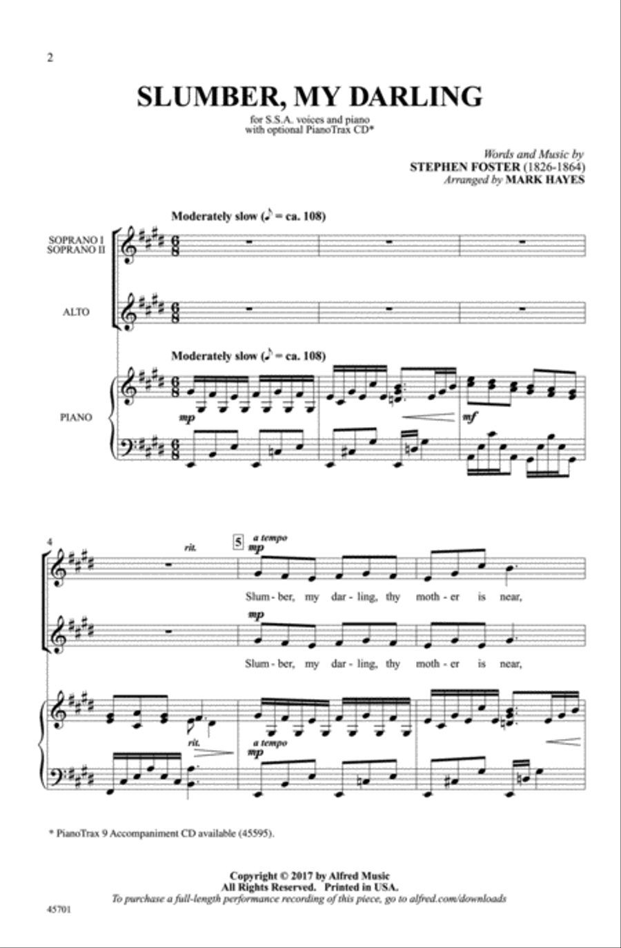 Slumber, My Darling Slumber, My Darling Choir scores gallery preview page 1