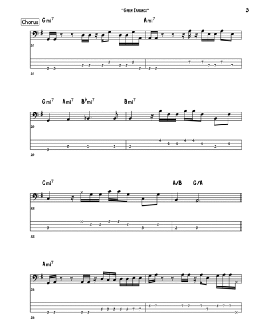 Green Earrings Bass Guitar scores gallery preview page 3