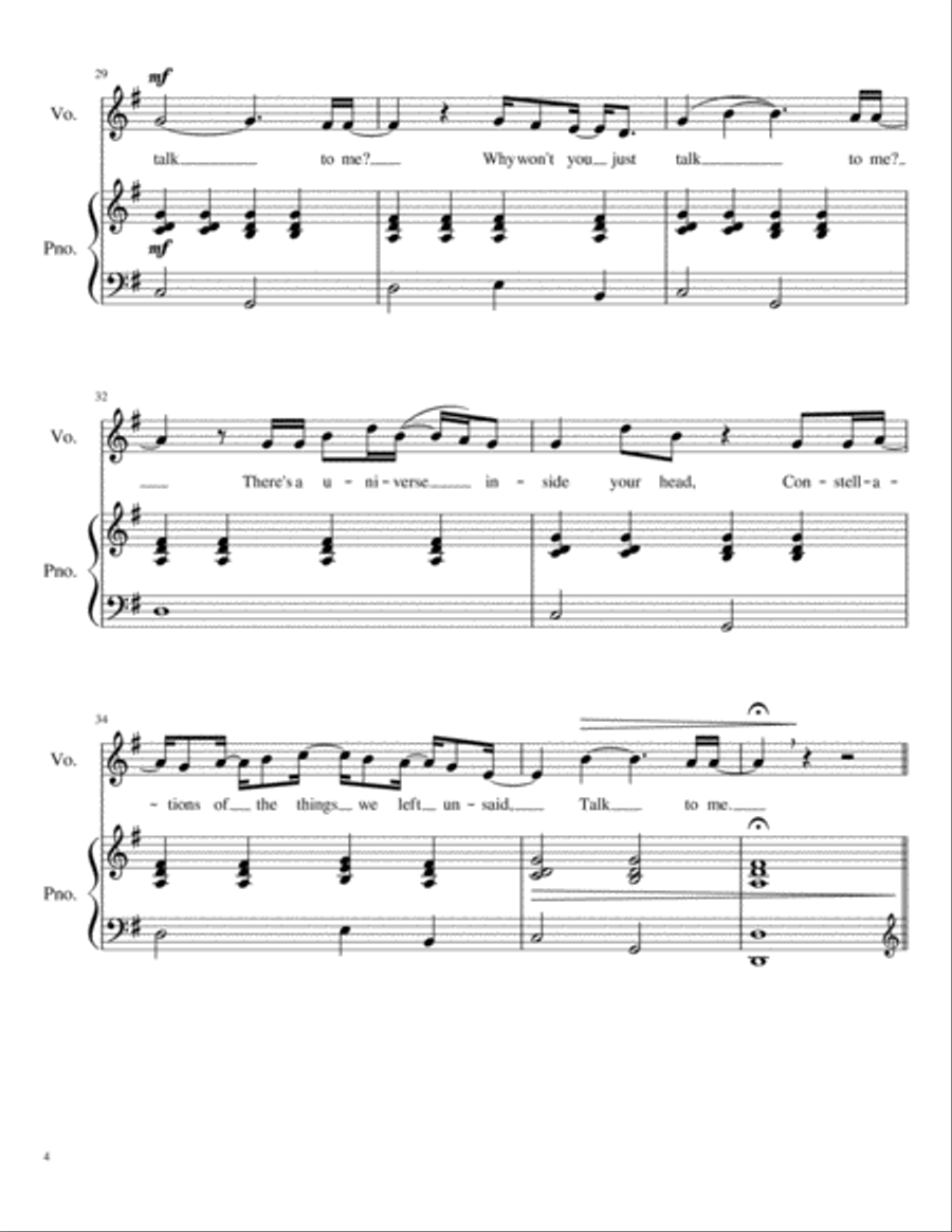 Talk To Me Piano, Vocal, Guitar scores gallery preview page 4