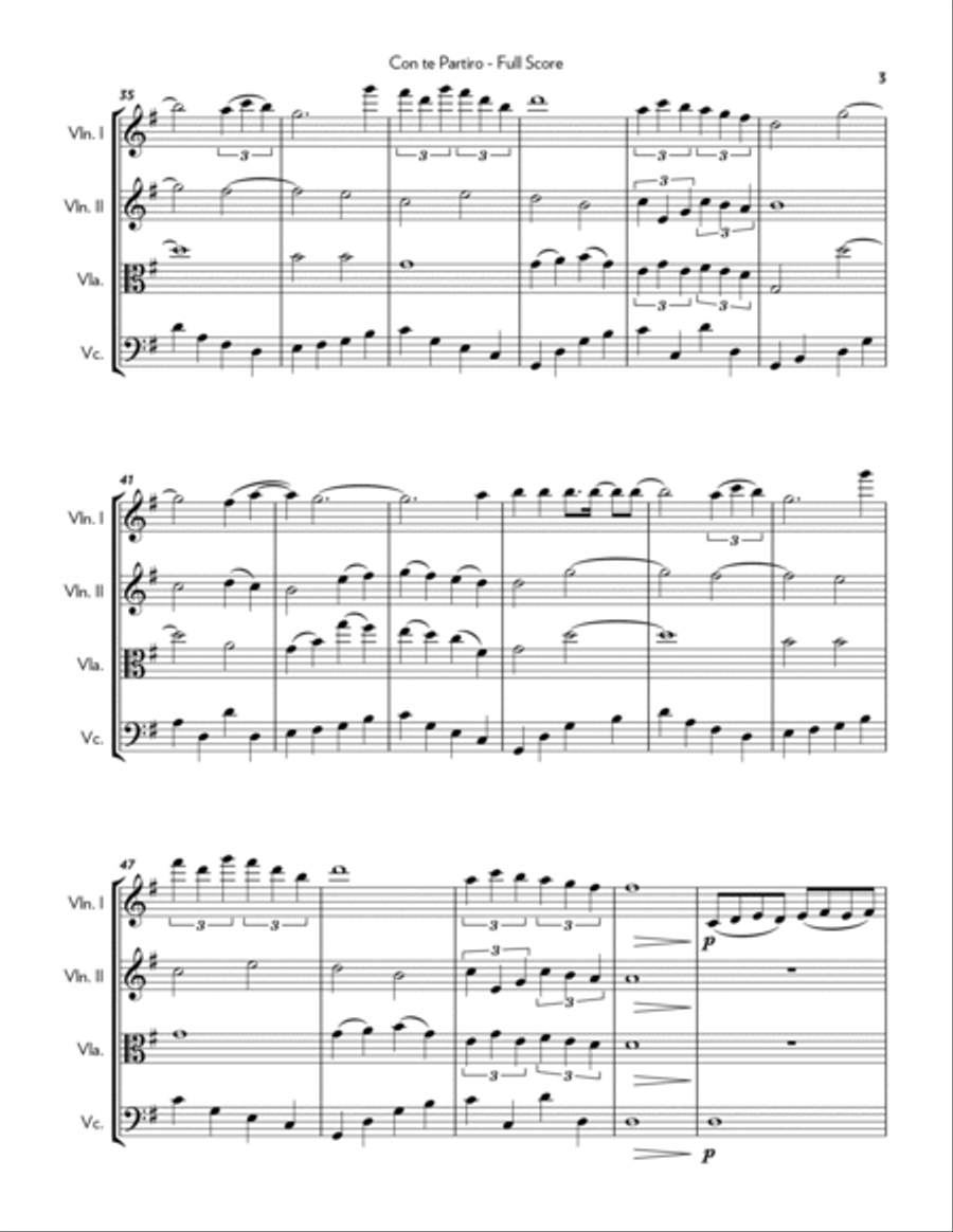 Con Te Partiro (time To Say Goodbye) String Quartet scores gallery preview page 3